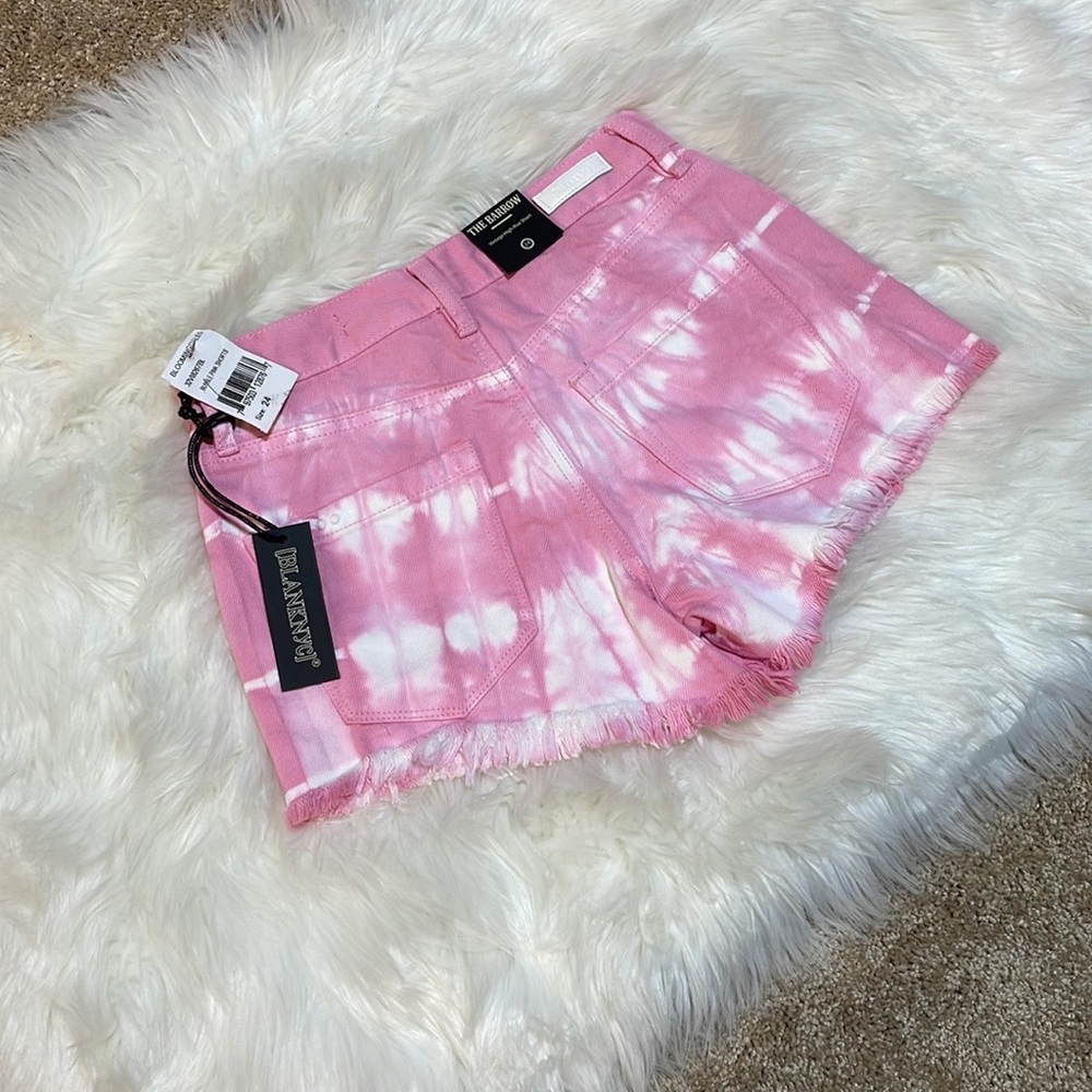 NWT pink tie dye high rise bubblegum frayed shorts 24 BLANKNYC vintage tie